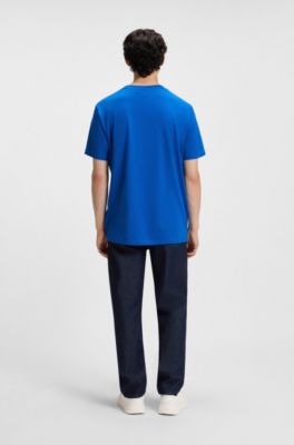 Camiseta de punto de algod&oacute;n con logo estampado, Azul