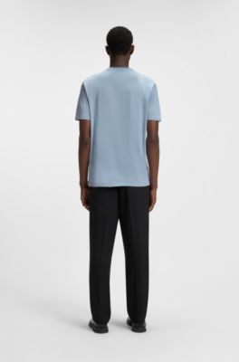 Camiseta de punto de algod&oacute;n con logo estampado, Celeste