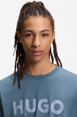 T-shirt en jersey de coton avec logo imprim&eacute;, bleu clair