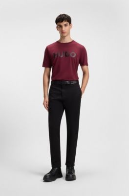 Camiseta de punto de algod&oacute;n con logo estampado, Rojo oscuro