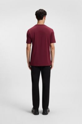 Camiseta de punto de algod&oacute;n con logo estampado, Rojo oscuro