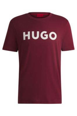 Camiseta de punto de algod&oacute;n con logo estampado, Rosa oscuro