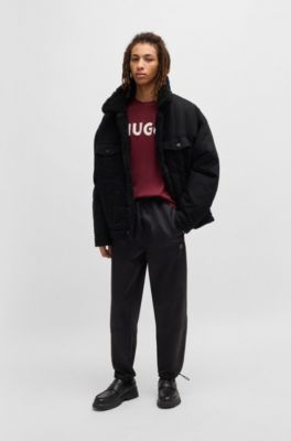 Camiseta de punto de algod&oacute;n con logo estampado, Rosa oscuro