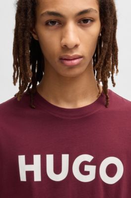 Camiseta de punto de algod&oacute;n con logo estampado, Rosa oscuro