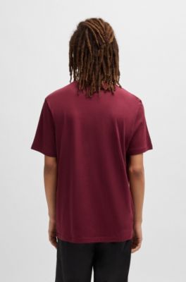 Camiseta de punto de algod&oacute;n con logo estampado, Rosa oscuro