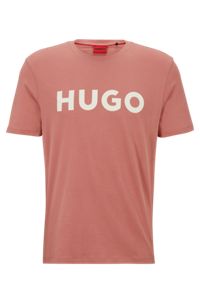 Cotton-jersey regular-fit T-shirt with logo print, Pink