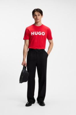Camiseta de punto de algod&oacute;n con logo estampado, Rojo