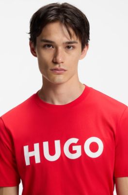 Camiseta de punto de algod&oacute;n con logo estampado, Rojo
