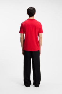 Camiseta de punto de algod&oacute;n con logo estampado, Rojo