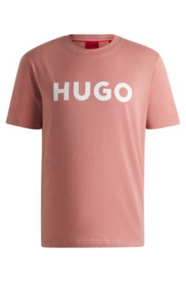 Camiseta de punto de algod&oacute;n con logo estampado, Rosa claro