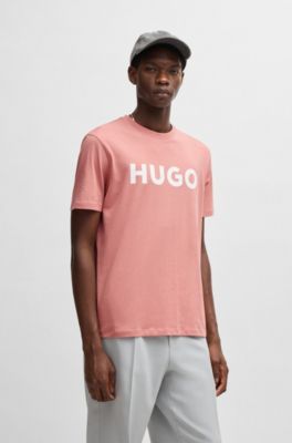 Camiseta de punto de algod&oacute;n con logo estampado, Rosa claro