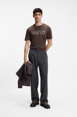 Logo-print T-shirt in cotton jersey, Brown