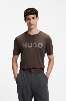 Logo-print T-shirt in cotton jersey, Brown