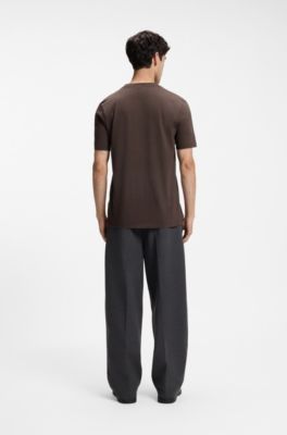 Logo-print T-shirt in cotton jersey, Brown