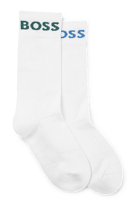 Two-pack of short logo socks in a cotton blend, White
