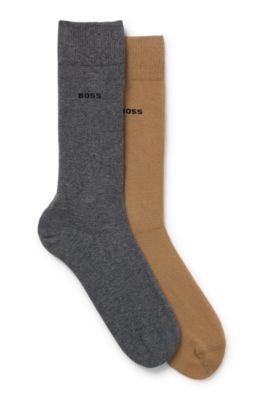 Hugo Boss Two-pack Of Cotton-blend Regular-length Socks In Beige