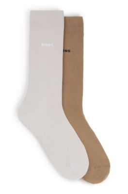 Shop Hugo Boss Two-pack Of Cotton-blend Regular-length Socks In Beige