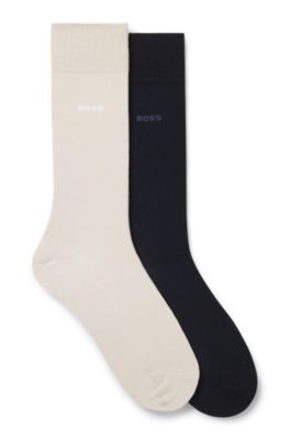 Paquete de dos pares de calcetines de largo medio en mezcla de algod&oacute;n, Beige claro