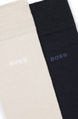 Paquete de dos pares de calcetines de largo medio en mezcla de algod&oacute;n, Beige claro