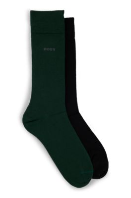 Hugo Boss Two-pack Of Cotton-blend Regular-length Socks In Light Green