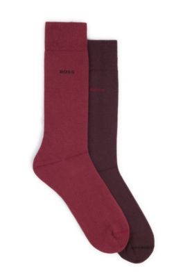 Shop Hugo Boss Two-pack Of Cotton-blend Regular-length Socks In Light Red