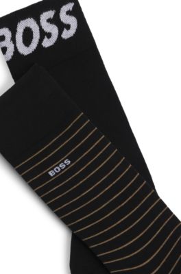 Two-pack of regular-length socks in stretch cotton, Black