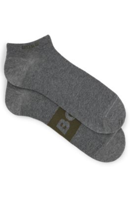 Hugo Boss Two-pack Of Ankle Socks In A Cotton Blend In Grey