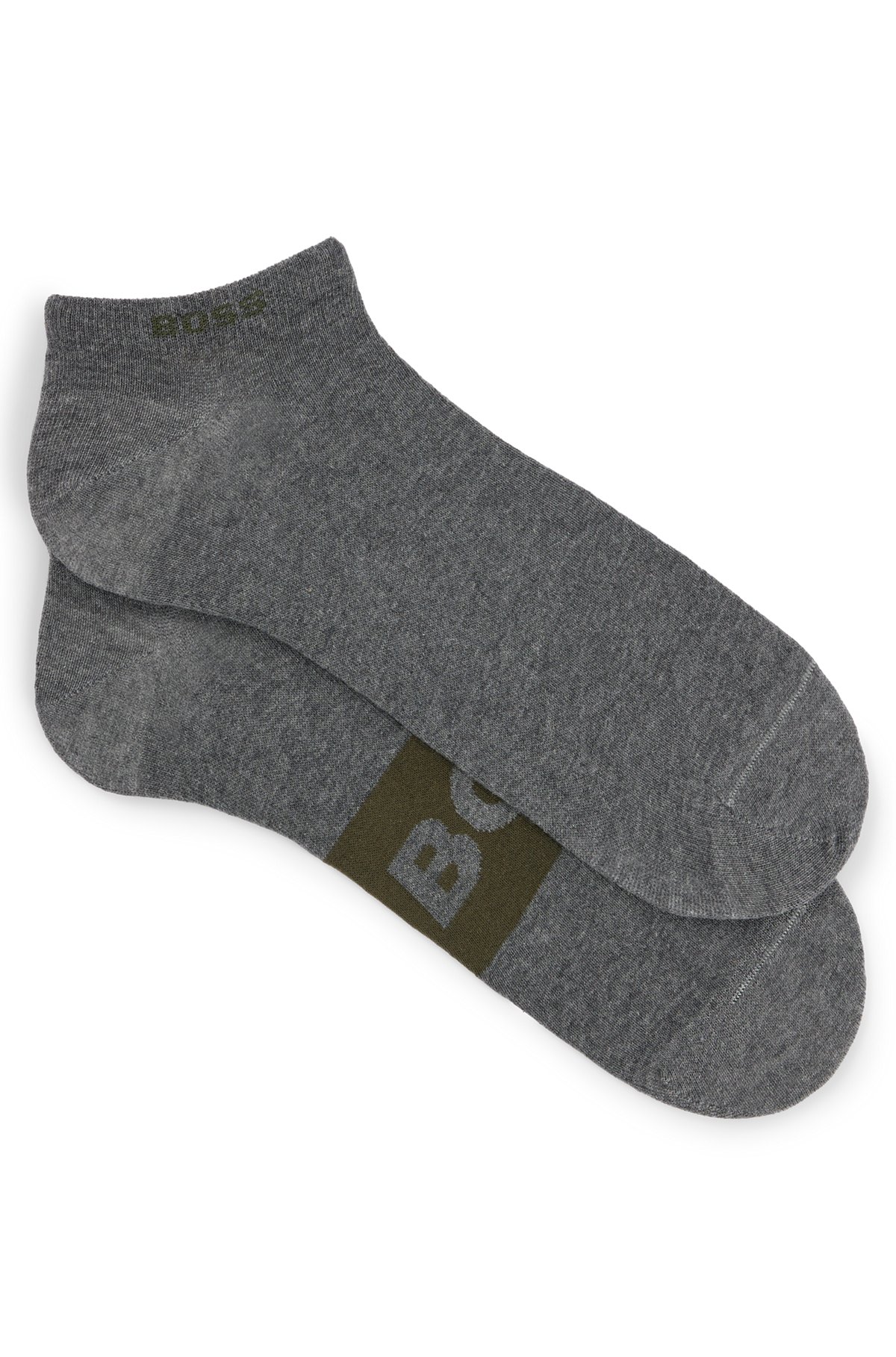 Two-pack of ankle socks in a cotton blend, Grey