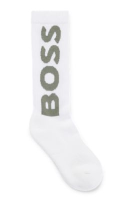 Shop Hugo Boss Quarter-length Socks With Contrast Logo In White
