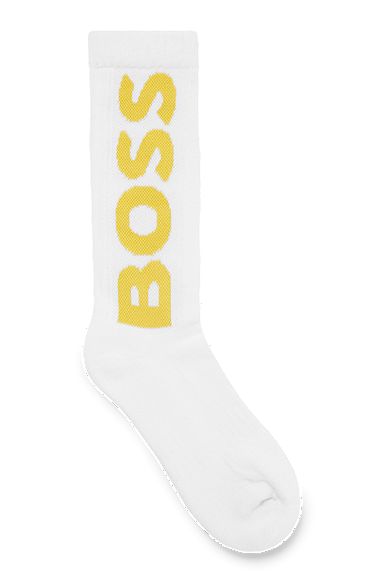 Quarter-length socks with contrast logo, White