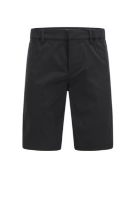 Hugo Boss Slim-fit Shorts In Water-repellent Twill In Black