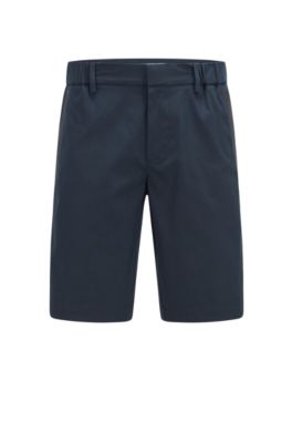 Hugo Boss Slim-fit Shorts In Cotton-blend Dobby In Dark Blue