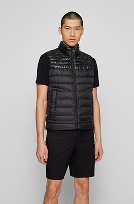 BOSS - Water-repellent gilet in gloss and matte fabrics