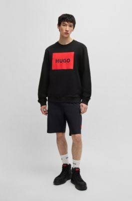 Sudadera de rizo de algod&oacute;n con detalle de logo, Negro