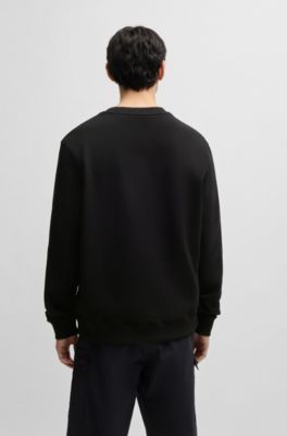 Sudadera de rizo de algod&oacute;n con detalle de logo, Negro