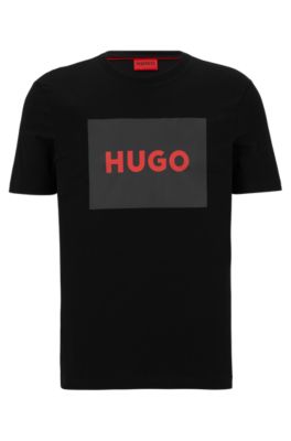 HUGO - Crew-neck T-shirt in cotton jersey with box logo