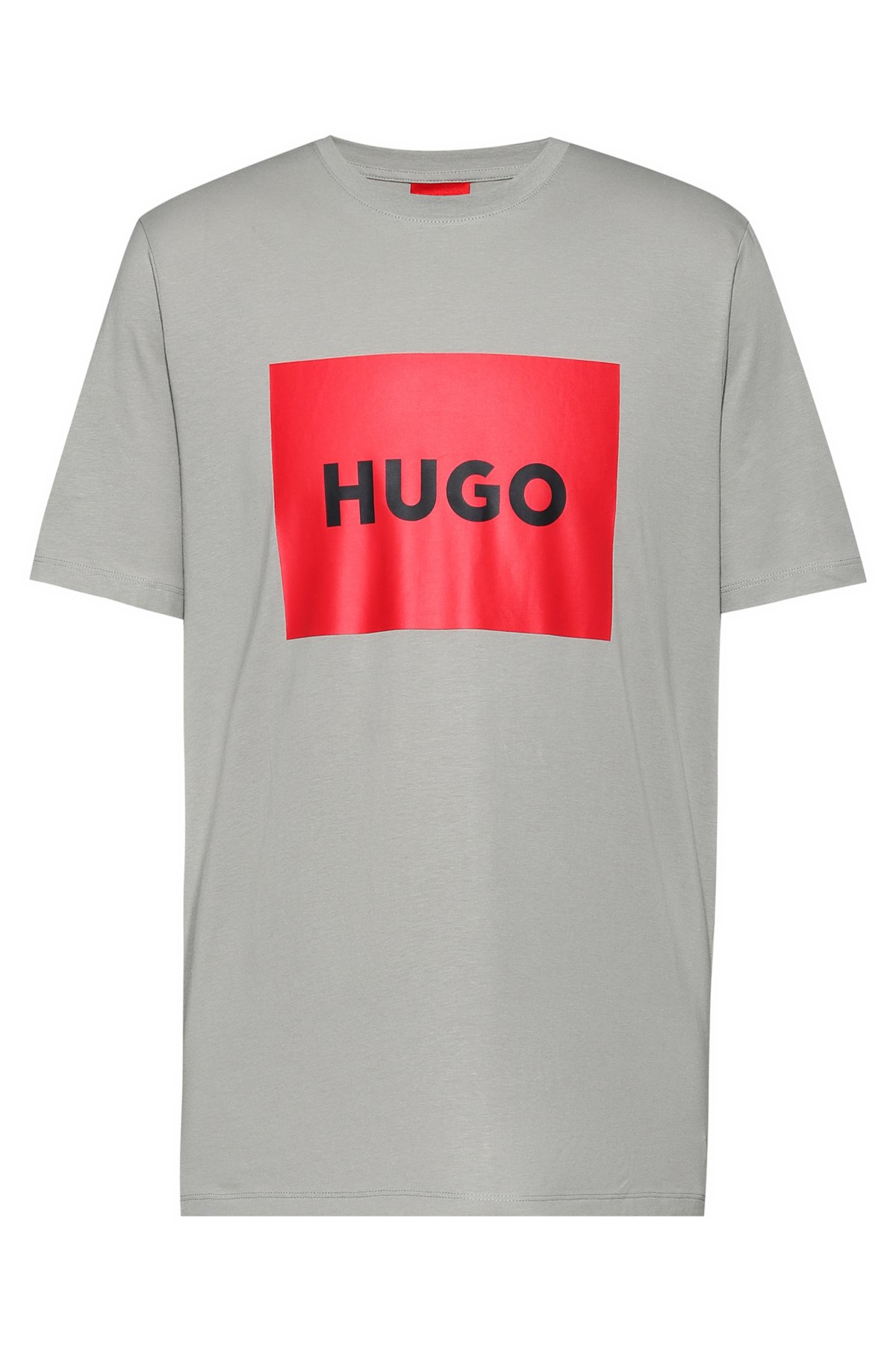 Crew-neck T-shirt in cotton jersey with box logo, Grey