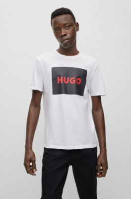 HUGO - Crew-neck T-shirt in cotton jersey with box logo