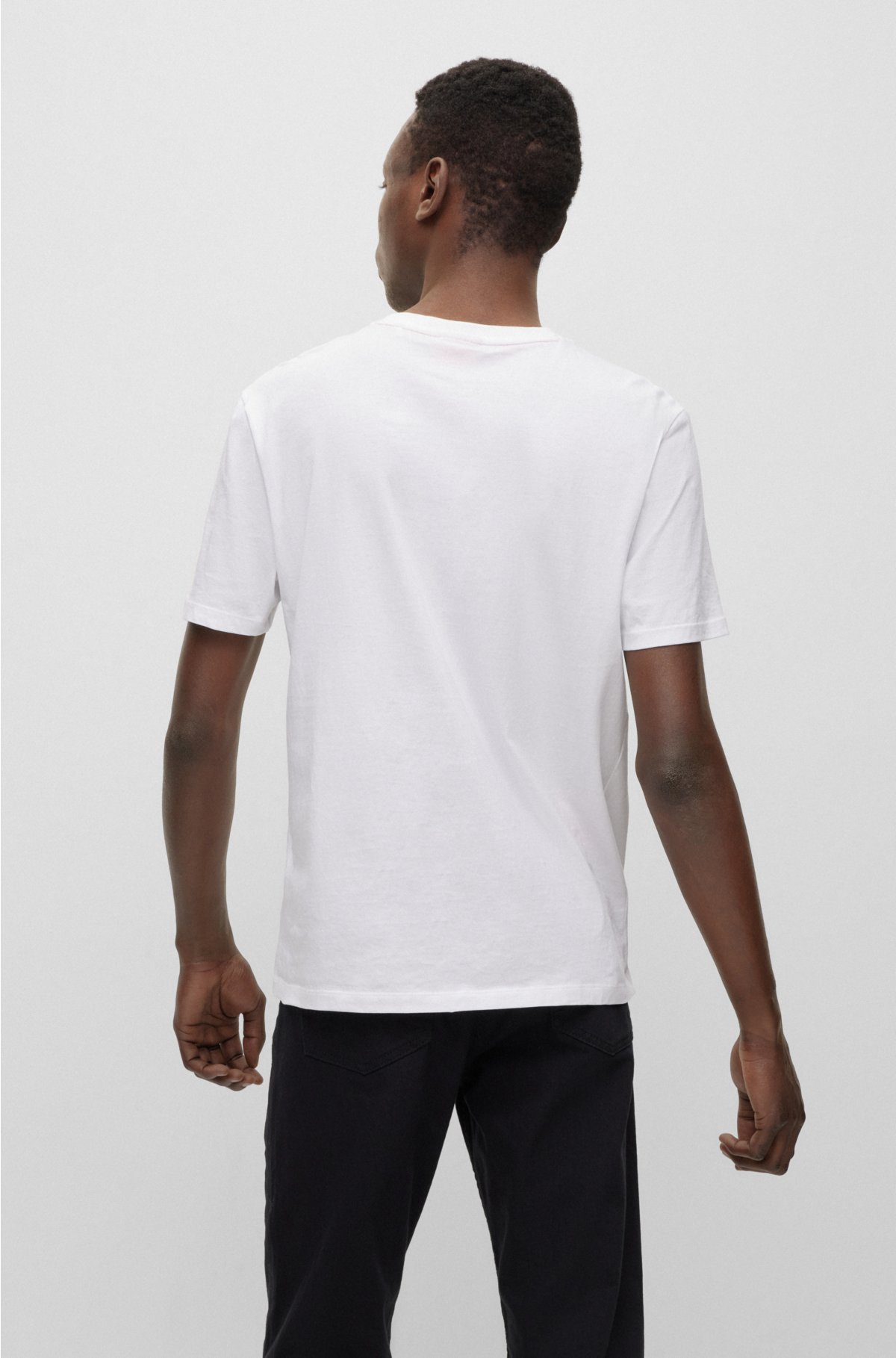 HUGO - Crew-neck T-shirt in cotton jersey with box logo