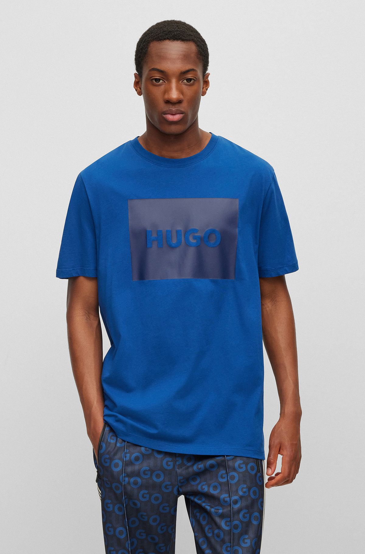 HUGO - Crew-neck T-shirt in cotton jersey with box logo | T-Shirts