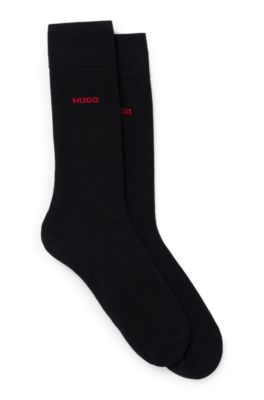 Lot de deux paires de chaussettes mi-hautes avec logo, Noir