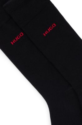 Paquete de dos pares de calcetines de largo est&aacute;ndar con logo, Negro