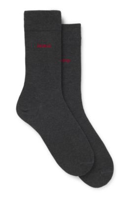Paquete de dos pares de calcetines de largo est&aacute;ndar con logo, Gris oscuro