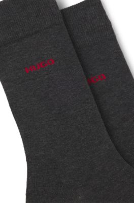 Lot de deux paires de chaussettes mi-hautes avec logo, Gris sombre