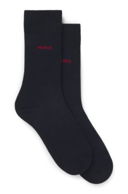 Shop Hugo Two-pack Of Regular-length Socks In Stretch Fabric In Dark Blue