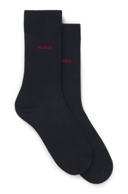 Lot de deux paires de chaussettes mi-hautes avec logo, Bleu fonc&eacute;