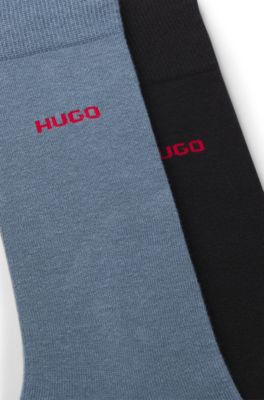 Paquete de dos pares de calcetines de largo est&aacute;ndar con logo, Celeste