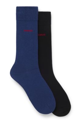 Paquete de dos pares de calcetines de largo est&aacute;ndar con logo, Celeste
