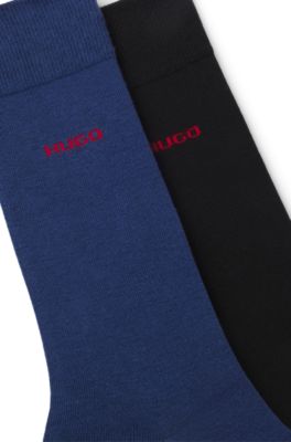 Paquete de dos pares de calcetines de largo est&aacute;ndar con logo, Celeste