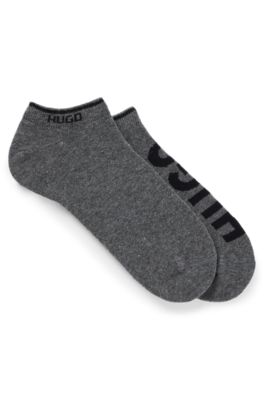 Hugo Boss Two-pack Of Ankle Socks With Logos In Grey